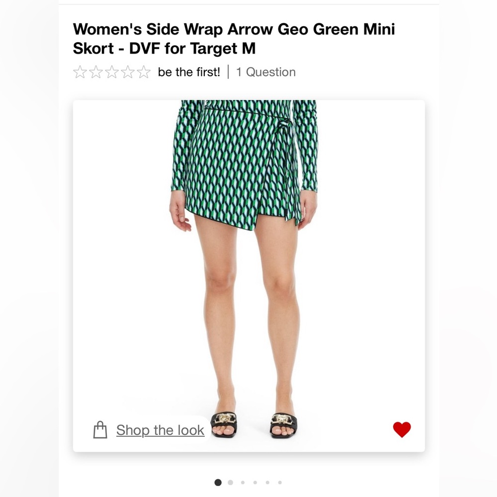 Women’s Side Wrap Arrow Geo Green Mini Skort - DVF for Target M